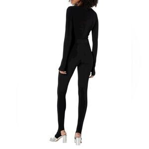 Norma Kamali - NWT Long Sleeve Deep V-Neck Catsuit w/ Footie Slits Sz M